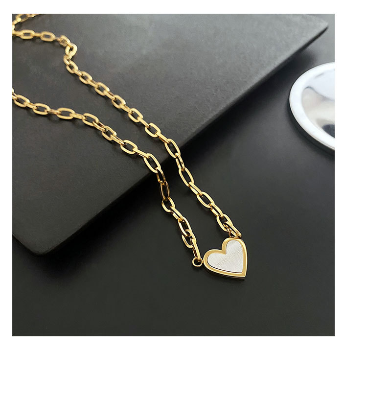 15g Weight Pendant Necklace Classification 1 Piece Quantity Daily Occasion Titanium Steel Material Heart Shape Pattern Women'S Gender Plating Design Fashion Style Fashion Heart Shape Titanium Steel Plating Pendant Necklace 1 Piece 6