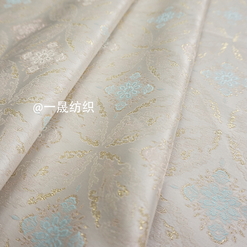 圆满如意金丝银丝团花织金提花布料高精密春秋外套面料可做复合