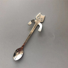 不銹鋼咖啡勺透明玻璃小勺 長柄木勺家用咖啡勺可愛卡通勺子