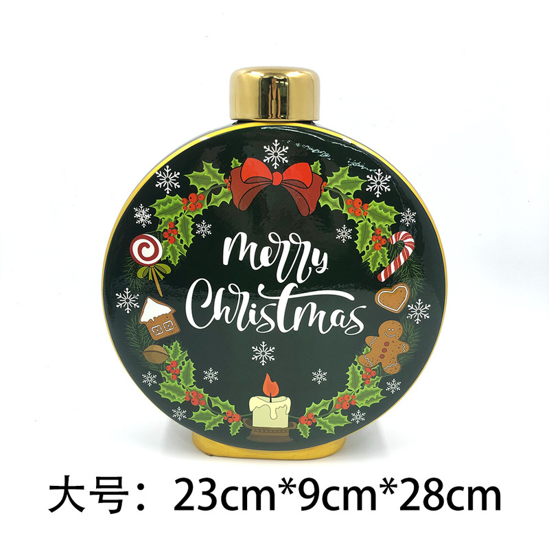 跨境圣诞节装饰品陶瓷花瓶客厅摆件北欧风家居餐桌彩绘插花厂家|undefined