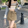 Corduroy skirt women's autumn sweet and spicy Internet celebrity elegant American hip skirt ins women's anti-exposure A- line skirt