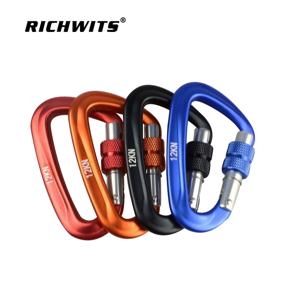 Zhibo металлическая пряжка RICHWITS для альпинизма D-образная Пряжка для альпинизма 7075 авиационный алюминий открытый крюк безопасности для скалолазания 12KN