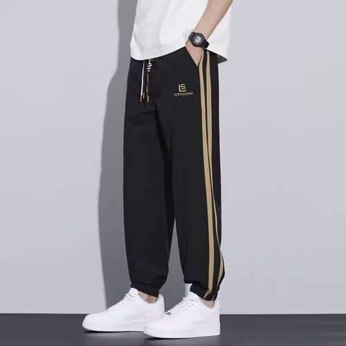 2025 new striped hoodies men's spring and autumn loose versatile ties trousers for youth fashion brand side splicing trousers