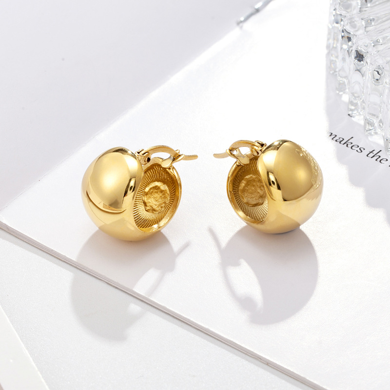 Titanium Steel Material Solid Color Pattern 1 Pair Simple Style Solid Color Titanium Steel Earrings