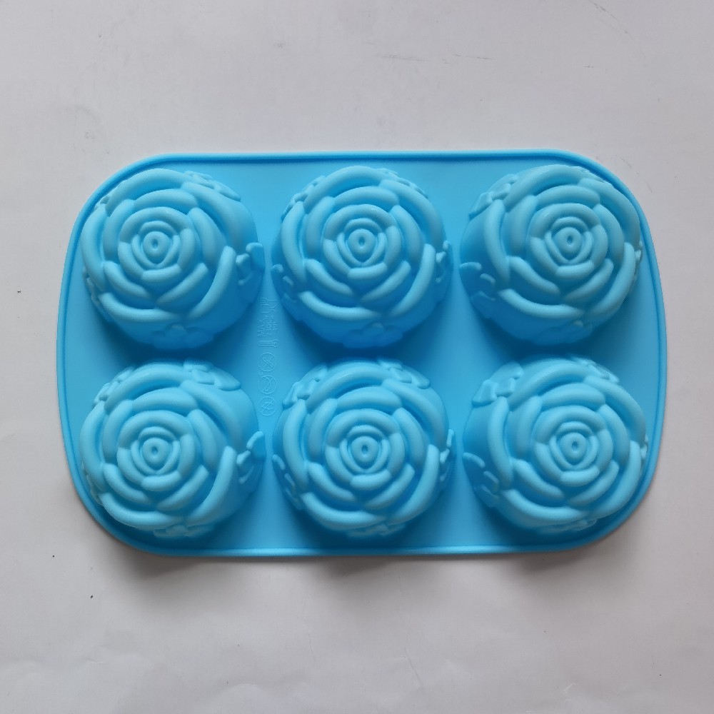 Silicone 6 rosas 340 jabón hecho a mano galletas pasteles molde de pasteles muffins postres herramientas de cocina