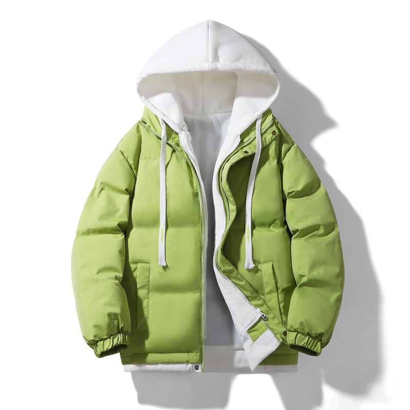 Abrigo de Invierno de Algodón de Dos Piezas para Hombre, Chaqueta de Algodón Holgada para Parejas, Chaqueta de Algodón Gruesa con Capucha de Color Sólido, Ropa Exterior de Algodón, Chaqueta Acolchada.