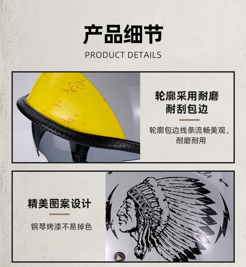 Electric Motorcycle Helmet Retro Cruise Car Scoop Helmet Half Helmet Battery Car Helmet Summer Lightweight Four-Season Helmet for Men and Women