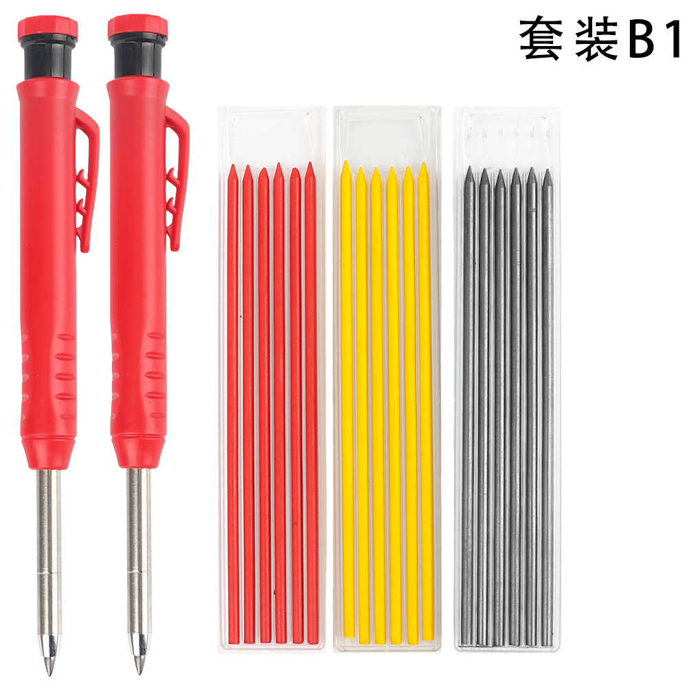 Lápiz agujero profundo carpintería pluma móvil carpintería pintura ingeniería pluma ajustable marcado grafito recarga con pelador