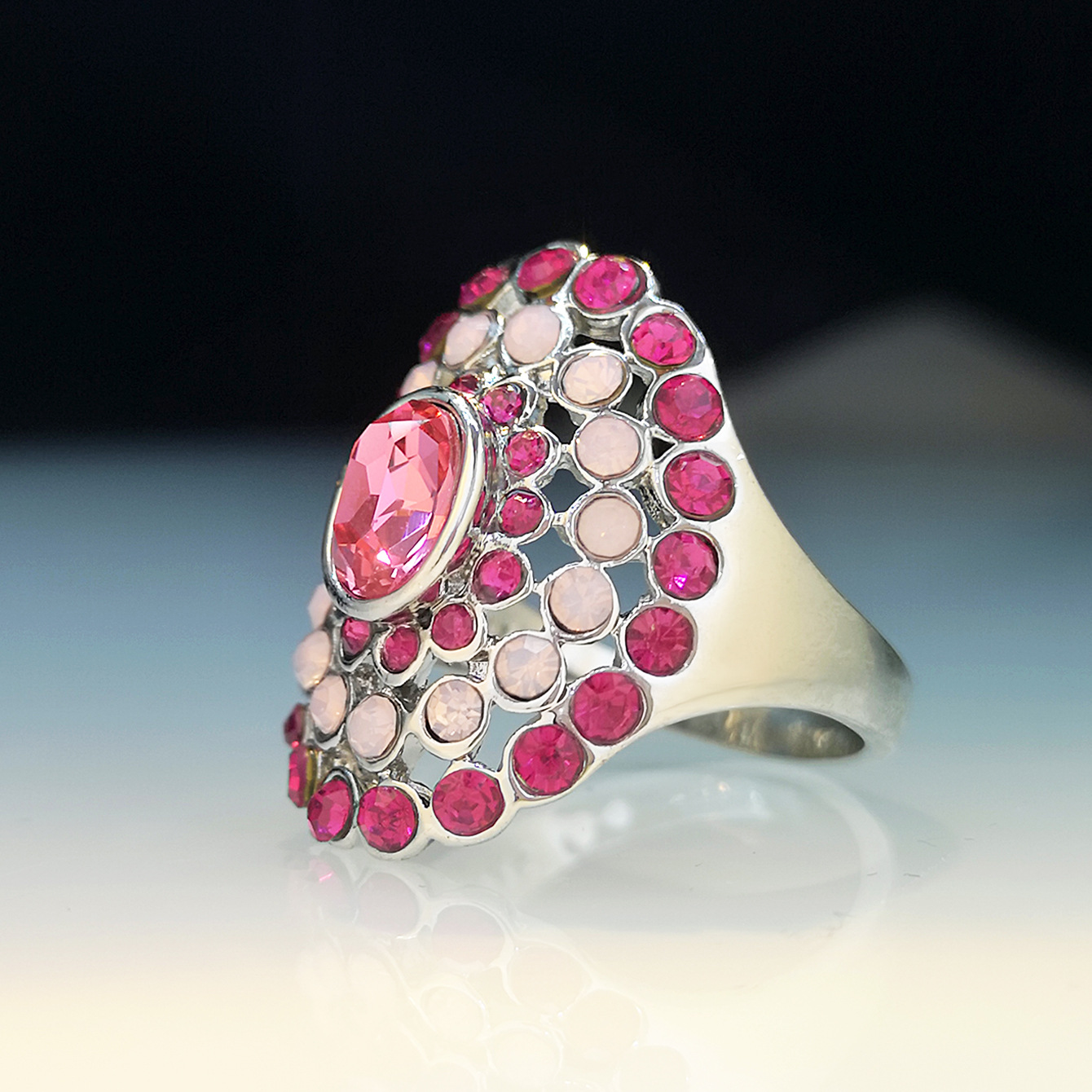 Fashion Rose Red Opal Ring Gemstone Alloy Ring display picture 3