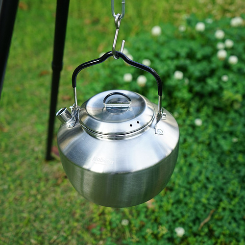 Outdoor camping large capacity 1.5L kettle 304 stainless steel picnic portable teapot self-driving camping coffee pot