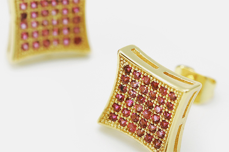 Earrings Classification Exquisite Fashion Gold-plated Zircon Stud Earrings Square Stud Earrings Cross-border Supply Exquisite All-match Small Zircon Earrings