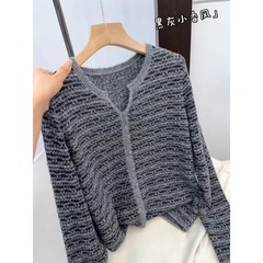 2025秋冬新款欧货长袖毛衣假开衫女慵懒风宽松显瘦洋气减龄针织衫