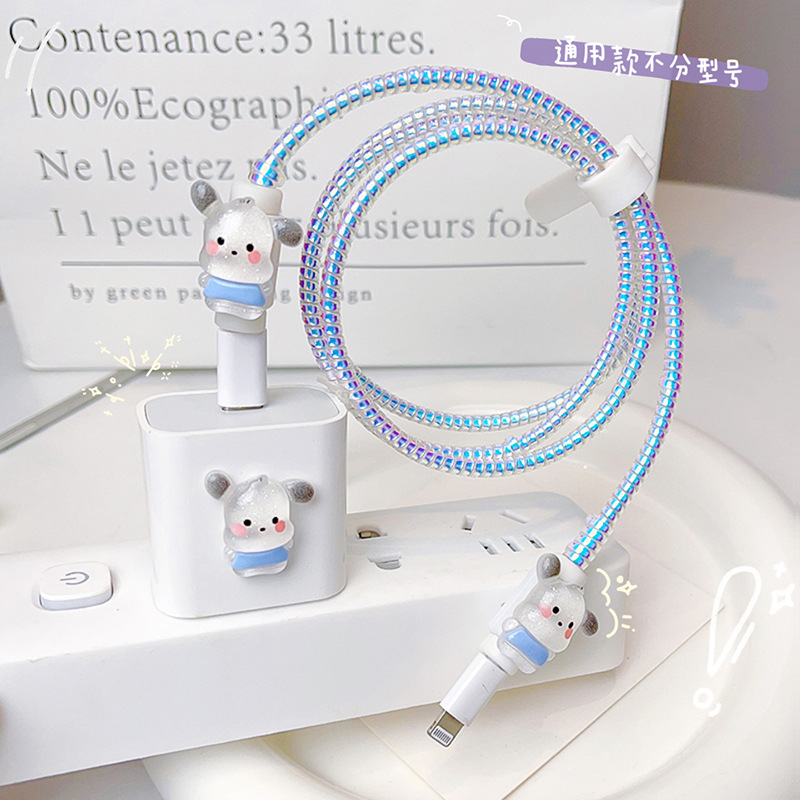 Capa protectora de cable de datos universal para teléfono móvil cable de carga cable de enrollamiento de cuerda protectora de perro de pacha enrollador de cuerda