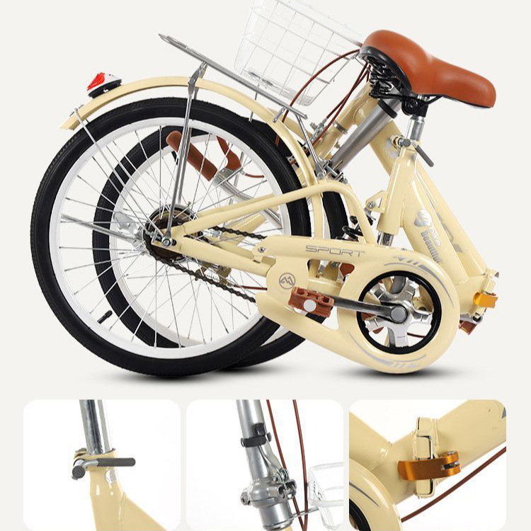 Adult foldable bicycle for men and women, 20-inch, portable solid-tire student bike for college students Adult foldable bicycle for men and women, 20-inch, portable solid-tire student bike for college students