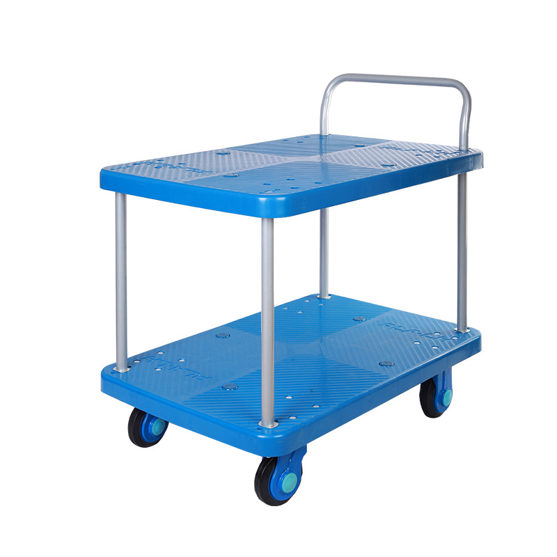 森凡超静音双层带护栏手推车平板车搬运车酒店医院餐饮学校图书馆