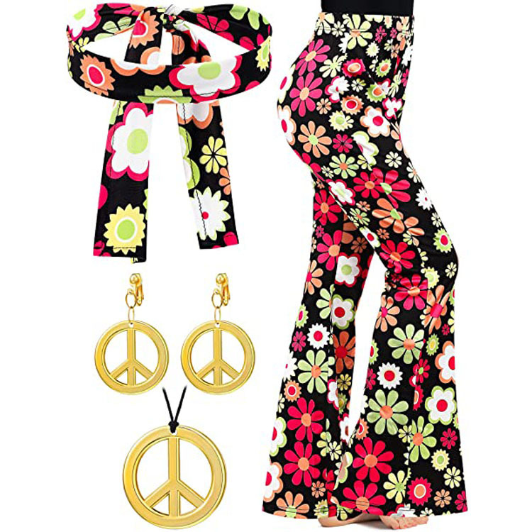Amazon 2025 Halloween Printed Flare Pants 70S Hippie Retro Print Headband Bohemian Trousers Amazon 2025 Halloween Printed Flare Pants 70S Hippie Retro Print Headband Bohemian Trousers
