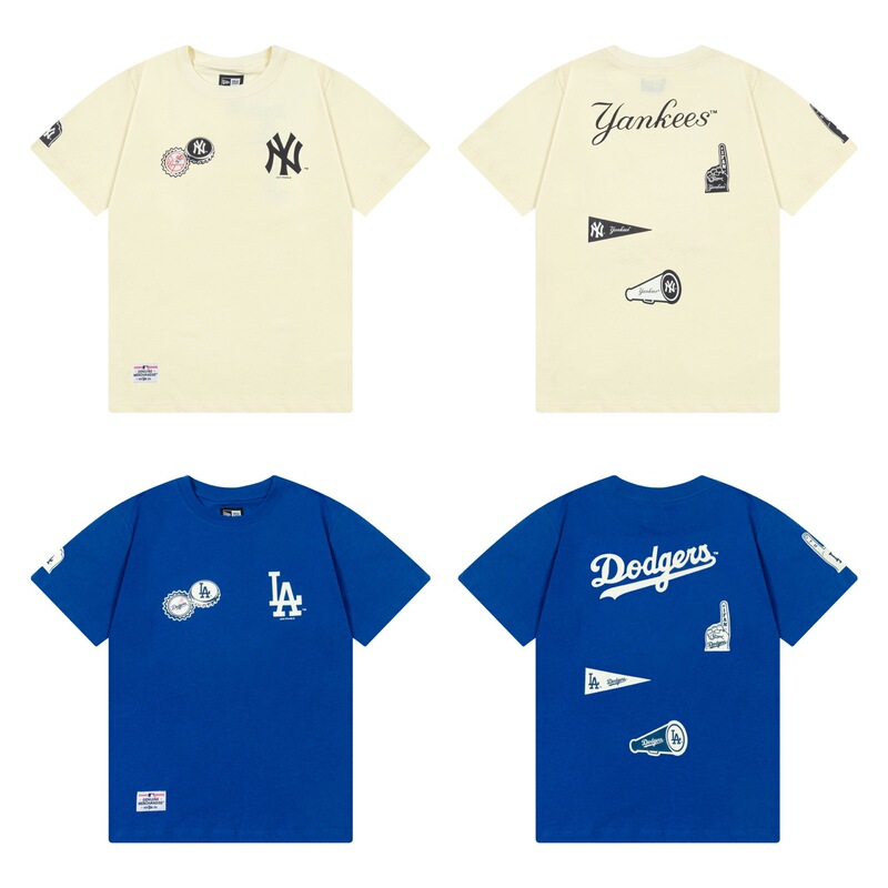 国境を越えた貿易 25S 夏新作 MLB/NY 新しい男性と女性のファッションベーシックラウンドネック半袖 T シャツ男性と女性用|undefined