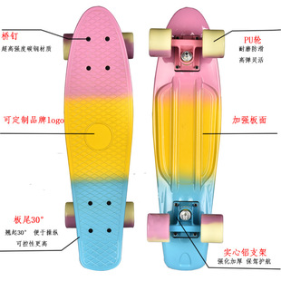 22英寸塑料小鱼板工厂直销滑板单翘板skateboard亚马逊三色小鱼板-阿里巴巴