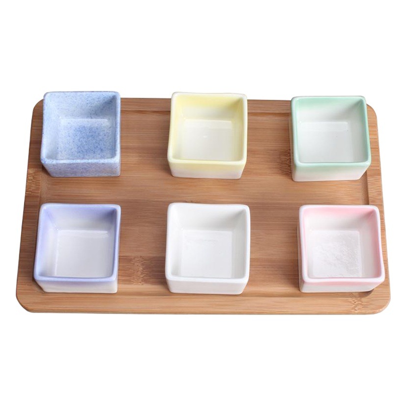 Cerámica pequeño tazón cuadrado mini tazón multi-color postre salsa vinagre plato de aceite comedor restaurante multi-funcional copa de vino al por mayor