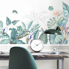 FX-C87外貿熱帶綠植龜背葉小鳥臥室客廳牆面裝飾牆貼紙批發