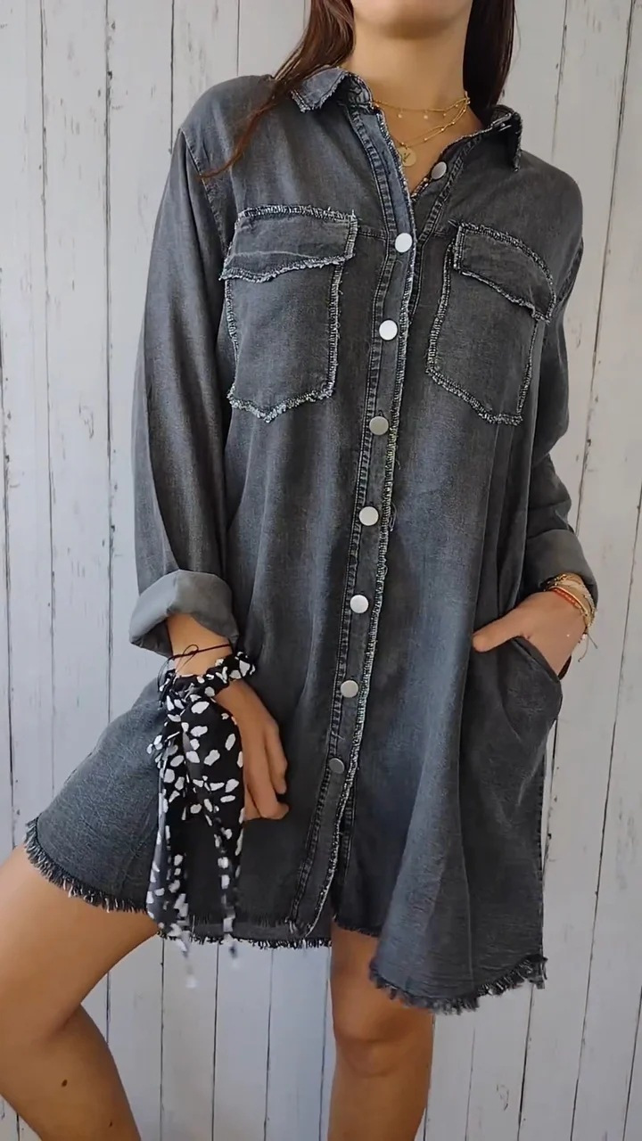 Coat Tops Type Women's Streetwear Solid Color Single Breasted Coat Denim Jacket