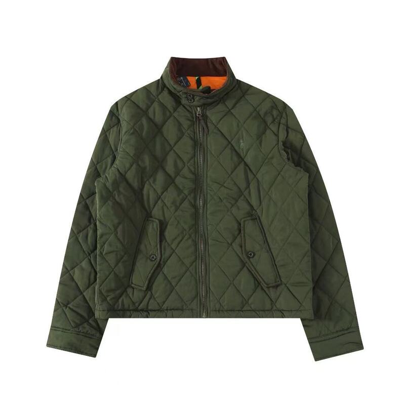 Scan the Qr Code to Get the Rl Ralph Lauren Retro-Style Diamond Check Stand-Collar Unisex Cotton Jacket