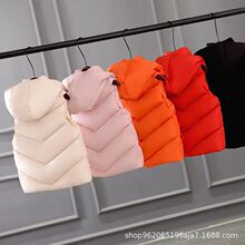 儿童加厚连帽马甲马夹童装面包服女童羽绒棉服春秋冬鹅绒加厚保暖