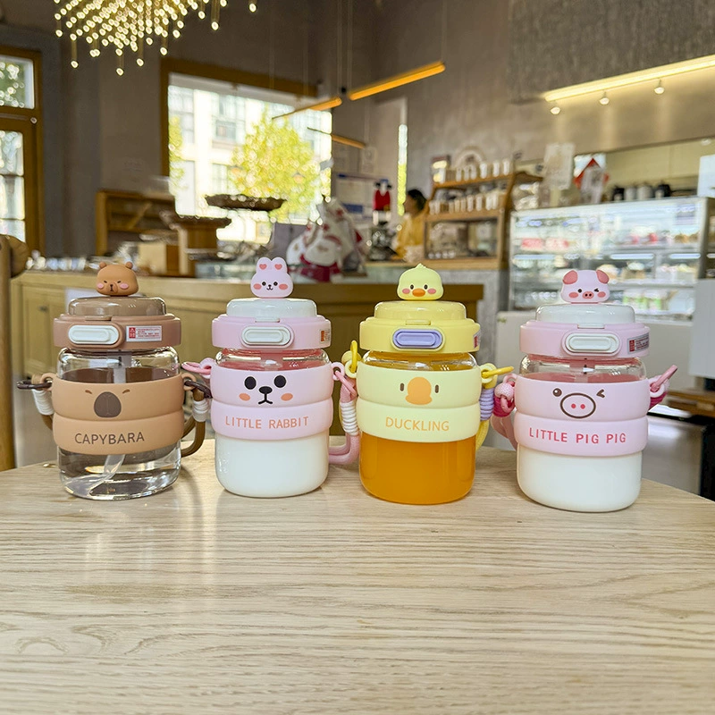 Cute glass portable doll, silicone nozzle