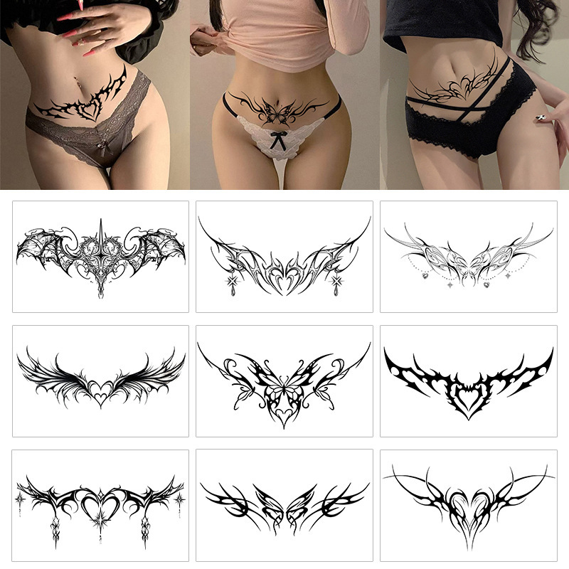 New Succub Waist and Abdomen Tattoo Stickers Dark Totem Butterfly Heart Sexy Small Abdomen Waterproof Various Tattoo Stickers New Succub Waist and Abdomen Tattoo Stickers Dark Totem Butterfly Heart Sexy Small Abdomen Waterproof Various Tattoo Stickers