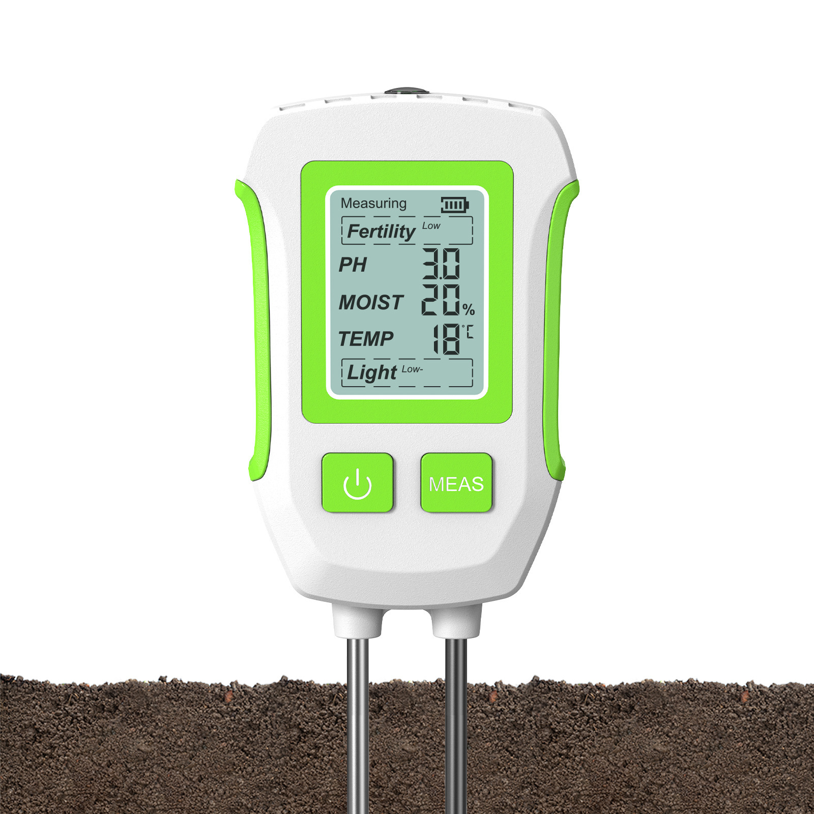 双探针五合一土壤检测仪PH/温湿度/光照度肥力土壤果园花盆检测仪