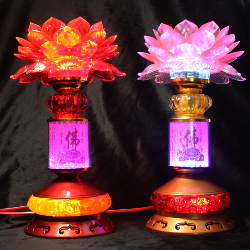 Electric candlestick Buddhist lamp led Colorful Lotus lights Fortuna Lights Lamp supply Temple household Festive lantern Coloured lights Lotus lamp