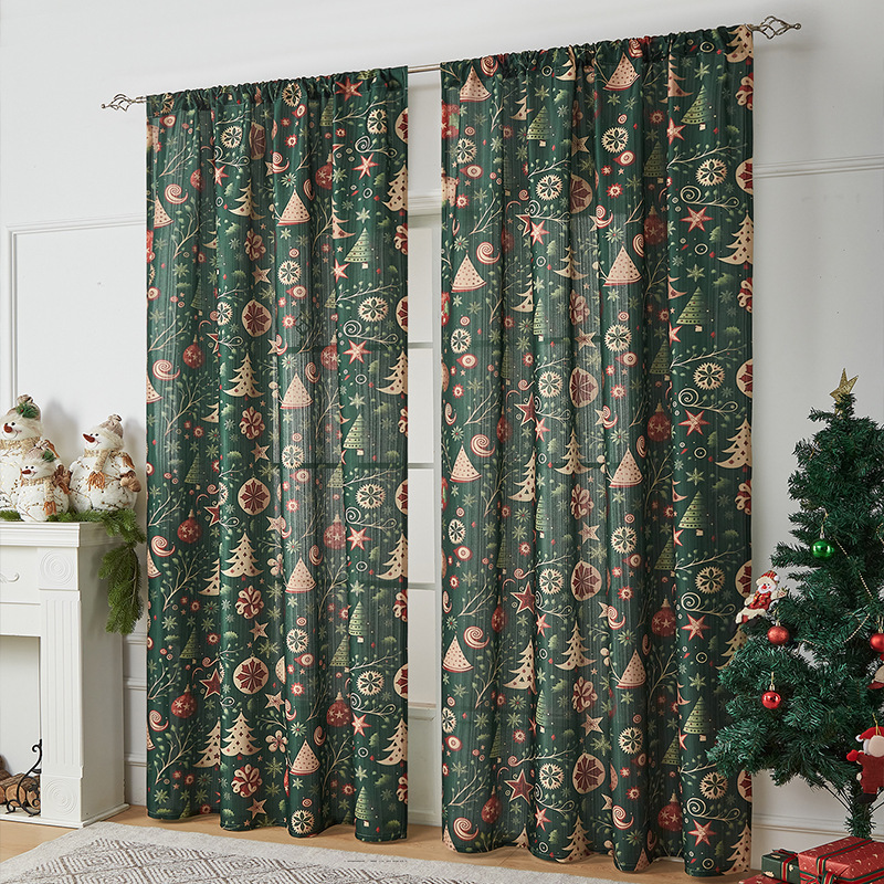 新しいアメリカのクリスマスのカーテンのクリスマスのテーマのプリントの布の遮光の長方形の美化の装飾の布の芸の完成品のカーテン|undefined