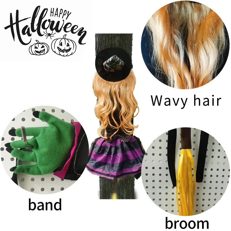 Transfronteriza Halloween decoración árbol escalada bruja partido bruja decoración jardín LED bruja al aire libre patio colgante