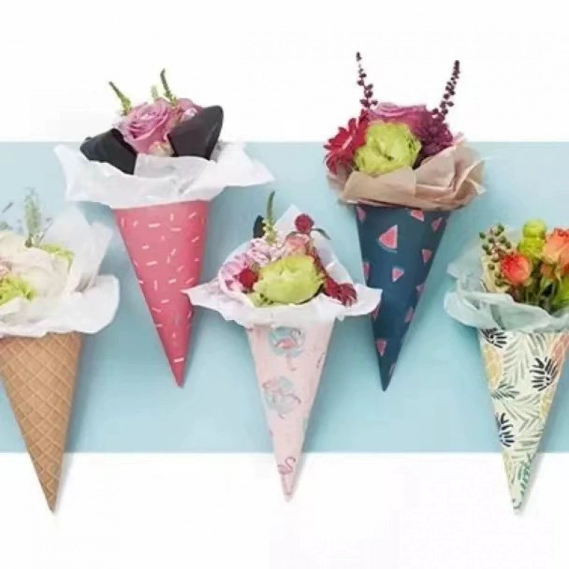 Новый стиль мороженого картон маленькая сумка с цветочным шариком ручной работы изысканная сладкая трубка бумажный букет ручная палка