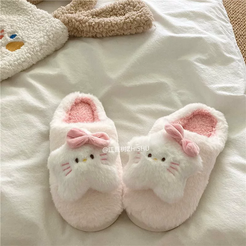 Звёздный котёнок ~!Мягкий милый молочный, Хуохуо домашние Баотоу хлопковые тапочки женские ин, зимний тёплый меховые тапочки