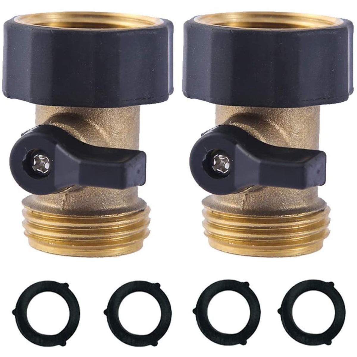 花园软管关闭阀门 花园软管连接器 2PCS 带4个压力垫圈