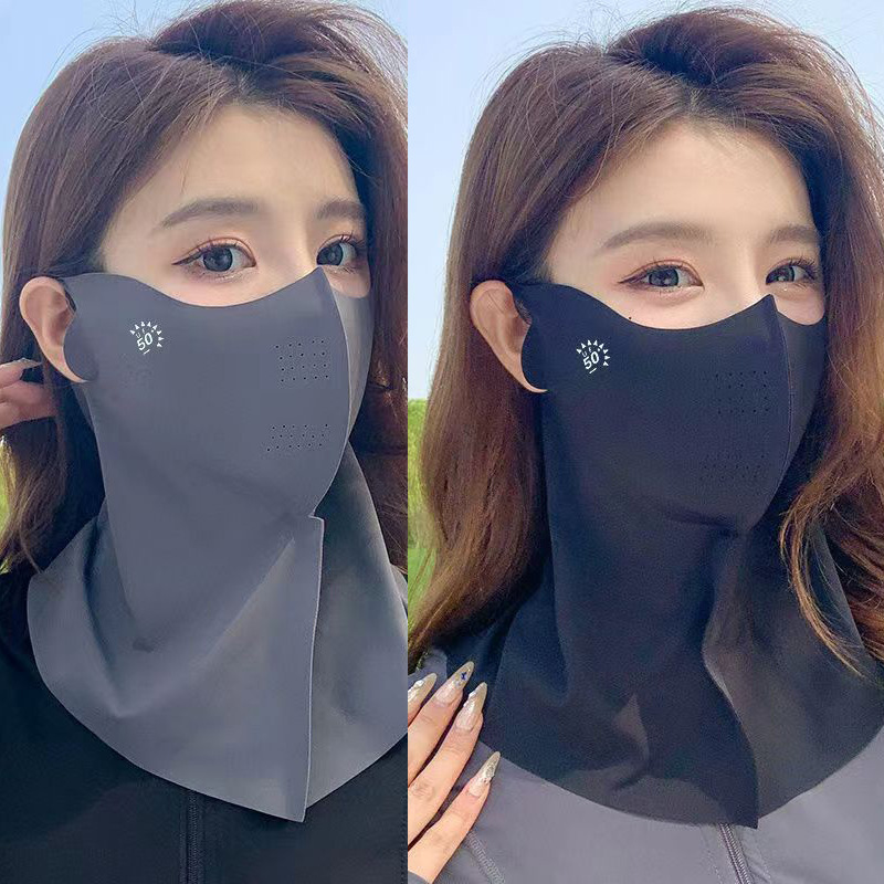 Ice Silk Sunscreen Mask Women's Summer UV Protection Neck Neck Cover Face Veil Driving Bike Thin Sunshade Mask