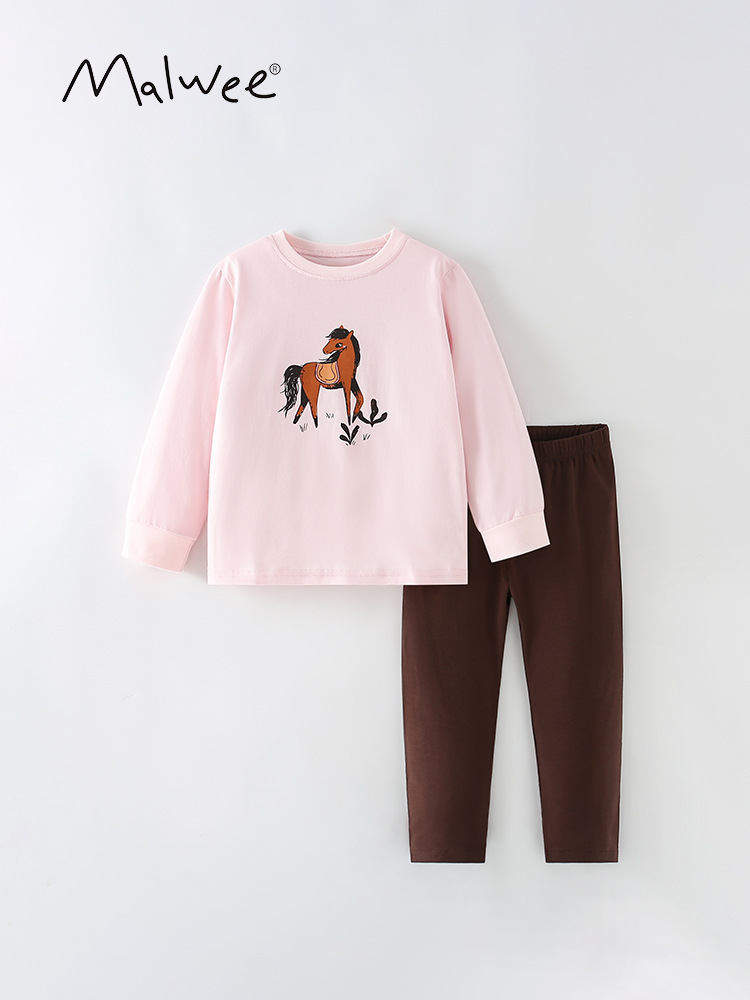 En stock malwee niñas traje otoño nuevo europeo y americano de los niños de desgaste de la casa casual estilo occidental traje de dos piezas para niños