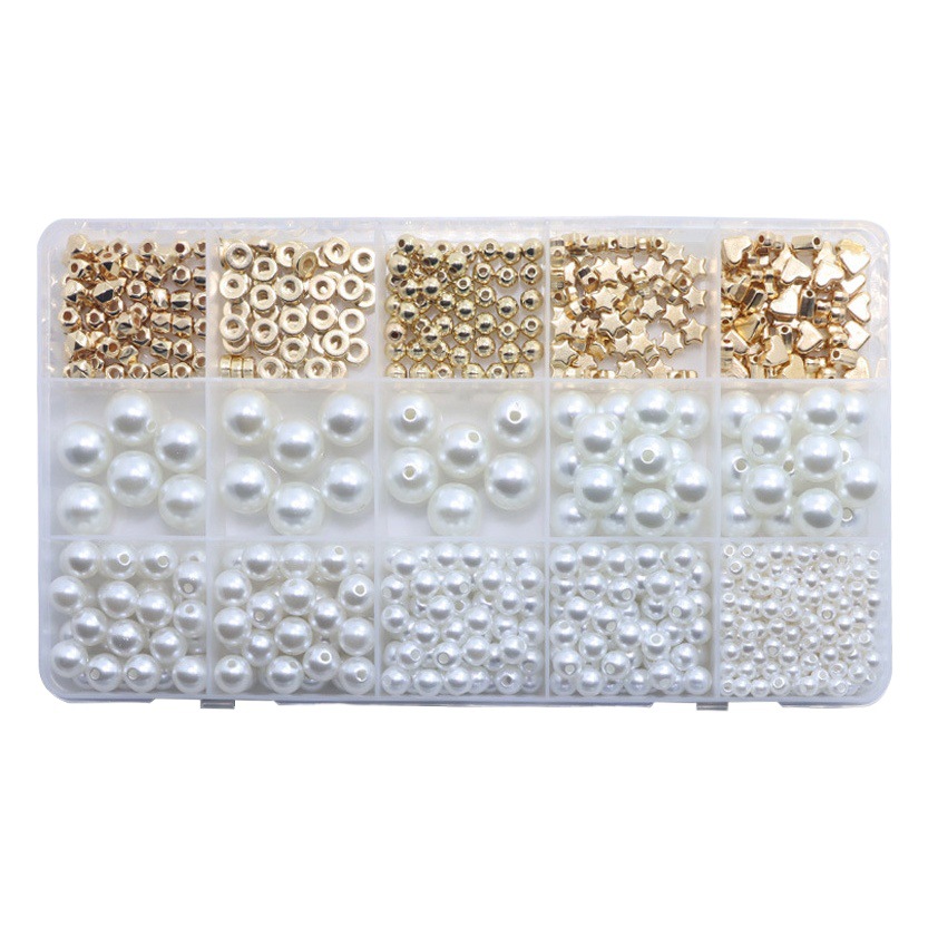 Amazon Venta caliente 770 DIY pulsera collar espaciador perlas agujero ABS imitación perla suelta caja traje
