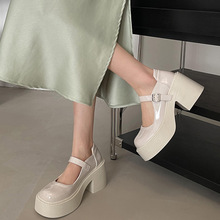 白色复古法式厚底玛丽珍小皮鞋女2024新款夏季配裙子浅口粗跟单鞋