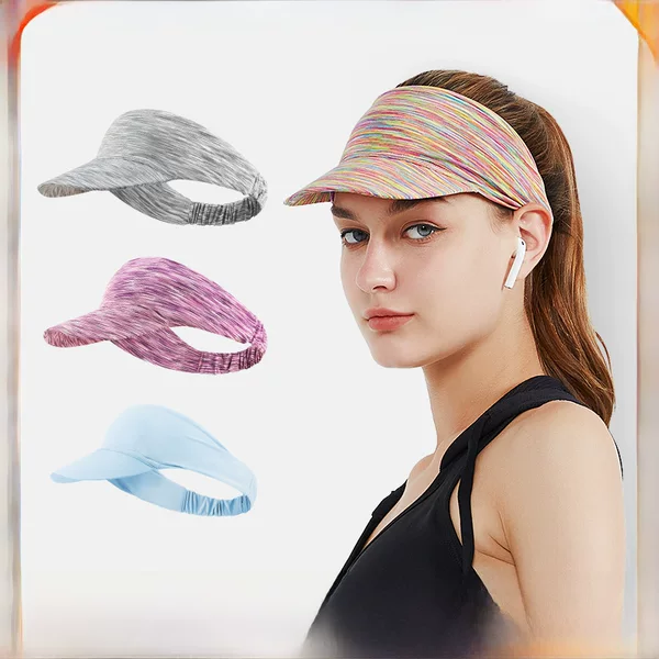 Leitch Spring and Summer Sports Sun Hat Outdoor Sun Protection Women's Breathable Running Anti-Sweat Headband Empty Top Hat Peaked Cap