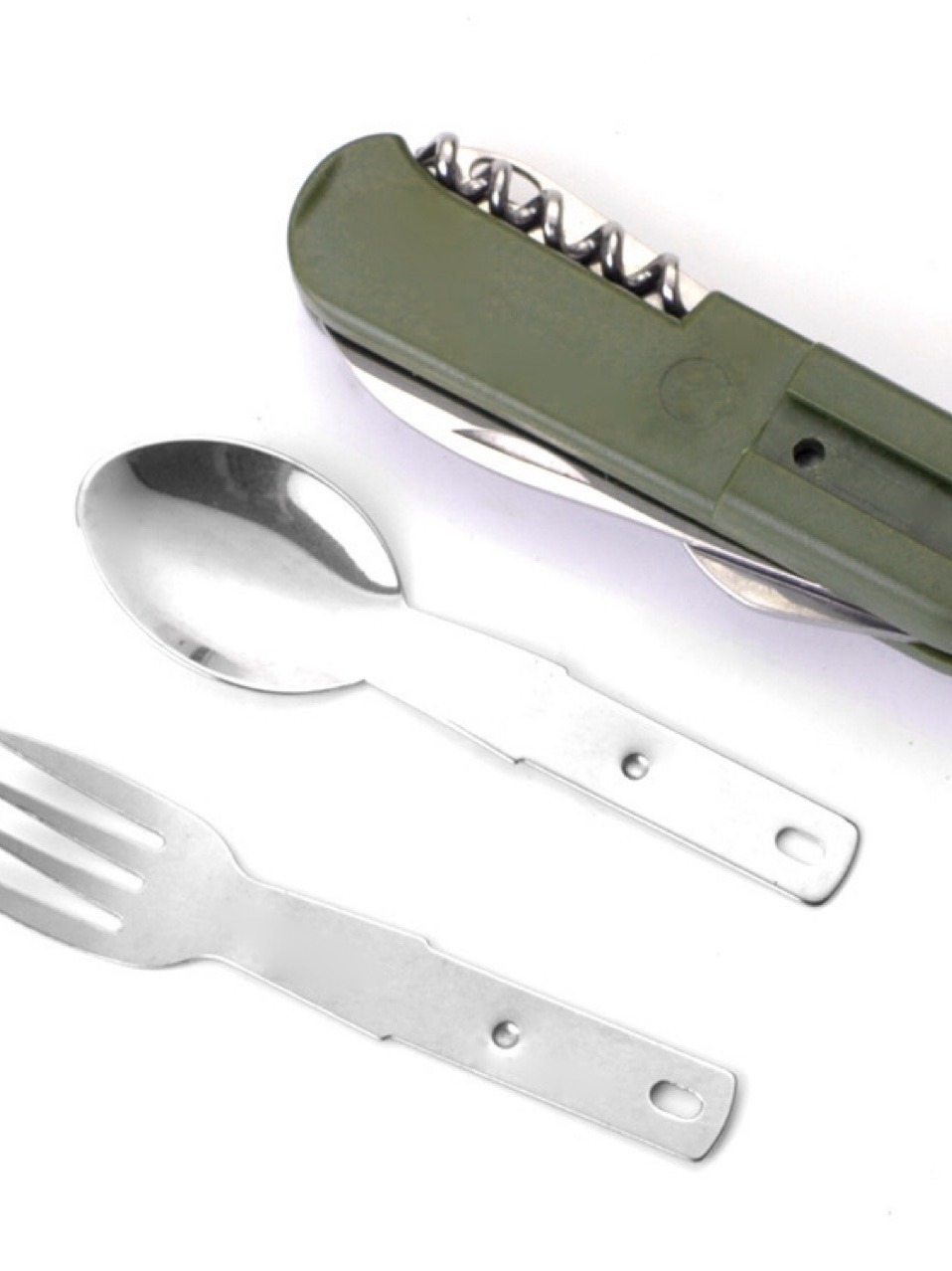 Vajilla portátil Vajilla para exteriores Camping Cuchara plegable Cuchara Cuchara Combinación Vajilla plegable multifuncional Juego de tres piezas