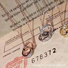 卡家双环项链彩金锁骨链女小众简约气质ins冷淡风吊坠礼物简约