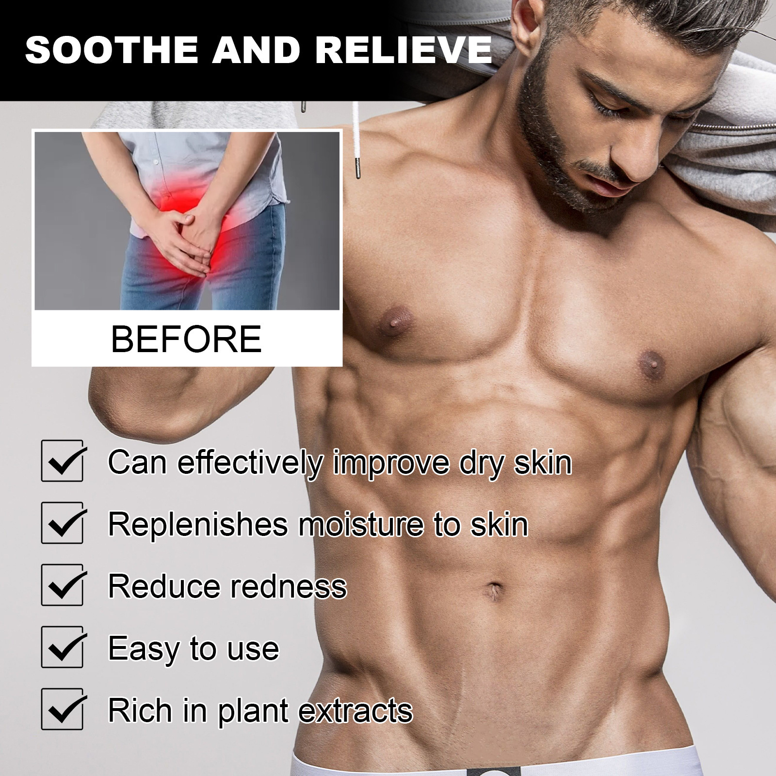 Crema per la cura del corpo da uomo, lenitiva, idratante e detergente per la pelle secca e arrossata 2024_voghion.com
