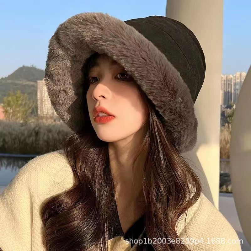 毛绒帽子女秋冬纯色加厚保暖护耳堆堆帽女宽松甜美包头帽显脸小|undefined