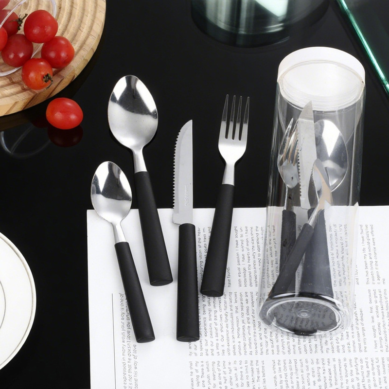 Amazon Plastic Handle Tableware Set Stainless Steel Steak Knife, Fork and Spoon 410 Hotel Western Food Tableware 12/16 Piece Set Amazon Plastic Handle Tableware Set Stainless Steel Steak Knife, Fork and Spoon 410 Hotel Western Food Tableware 12/16 Piece Set