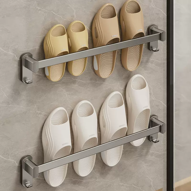 浴室拖鞋架壁挂式免打孔鞋架墙上卫生间鞋子收纳厕所门后拖鞋挂架