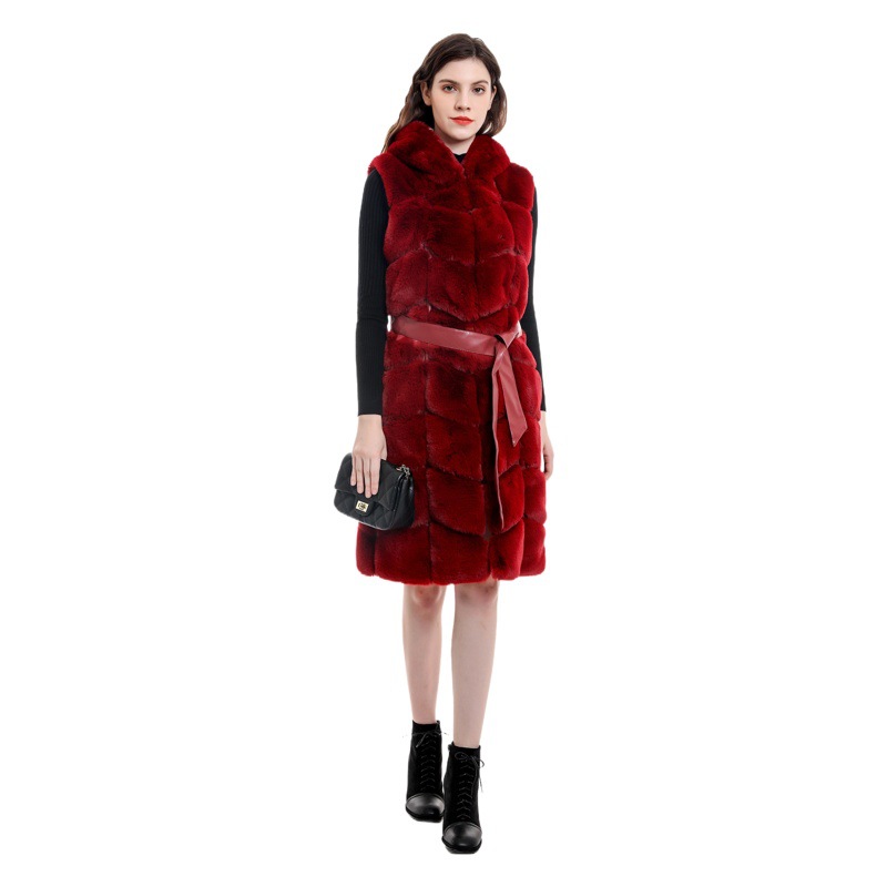 Nuevo de gama alta con capucha chaleco grande chal de las mujeres Otoño e Invierno grueso moda color sólido diamante con cinturón Cachemira-como caliente