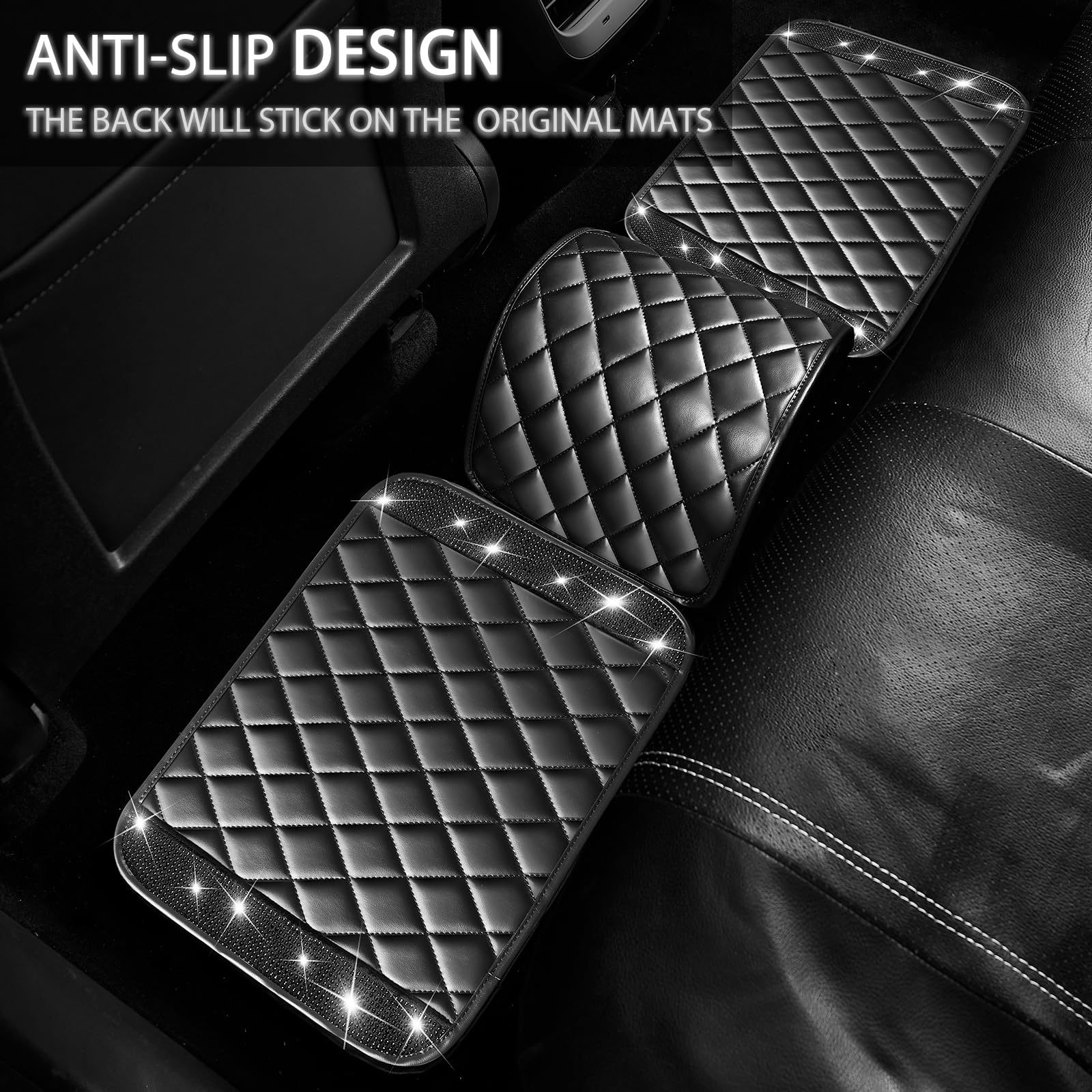 Cross-Border Foreign Trade Car-Mounted Diamond-Encrusted Anti-Slip Car Floor Mats, Universal Carpet Floor Mats, Easy to Clean, All-Season Floor Mats