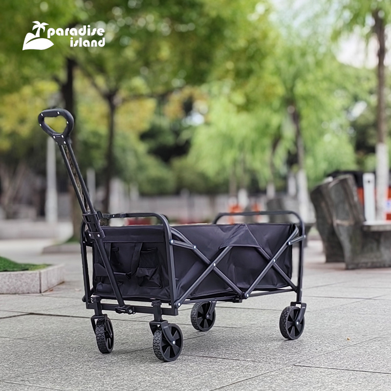 Carrito de camping al aire libre, remolque pequeño portátil plegable, carrito de picnic tirado a mano